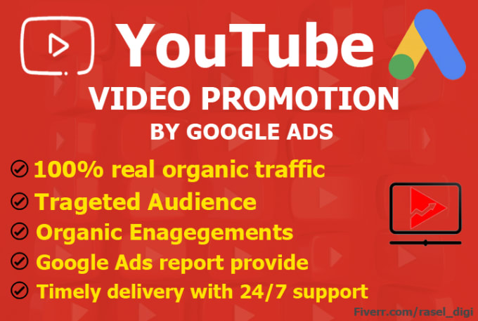 Gig Preview - Do organic youtube video promotion with google ads to boost views