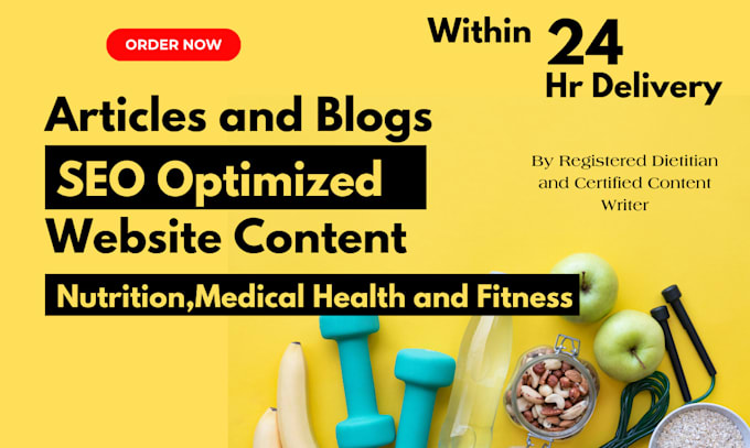 Gig Preview - Write SEO nutrition, medical, wellness, health and fitness articles and blogs