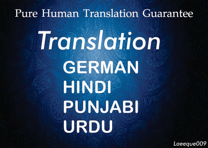 Gig Preview - Provide you high quality translation of german to hindi, urdu, punjabi