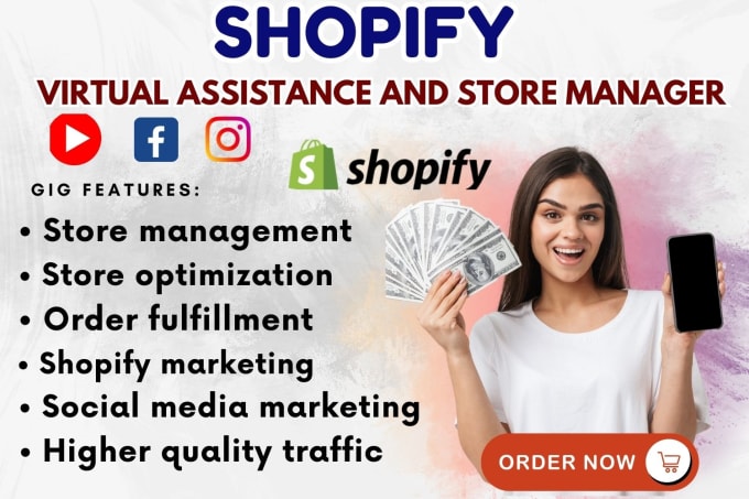 Gig Preview - Be shopify virtual assistant shopify store manager shopify marketing sale expert