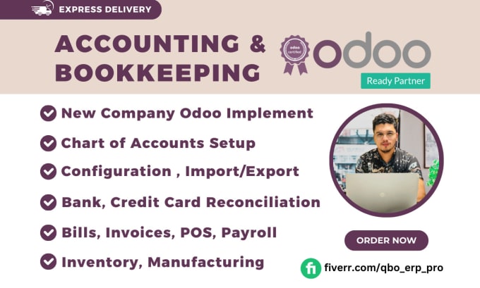 Gig Preview - Do odoo setup, configuration, clean up, customization, profit loss, bookkeeping