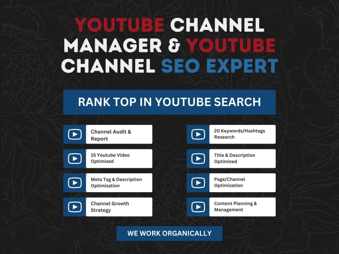 Gig Preview - Be your youtube channel manager and channel seo expert