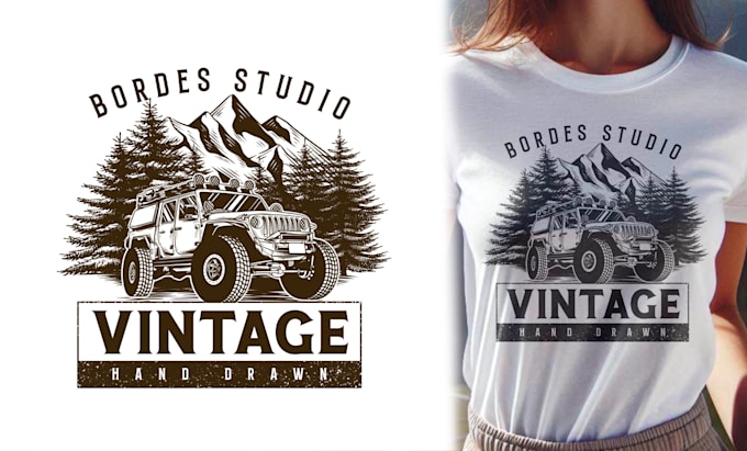 Gig Preview - Hand drawn vintage logo design outdoor, adventure for tshirt