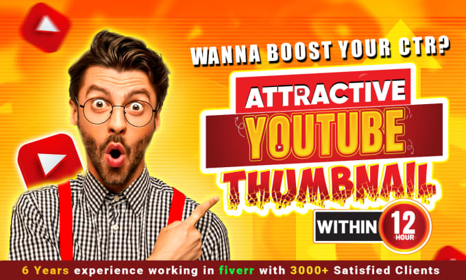 Gig Preview - Design amazing attractive eye catchy clickbait youtube thumbnail in 12 hours