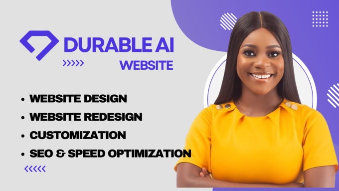 Gig Preview - Durable, durable ai, 10 web, ai website ecommerce website, durable website