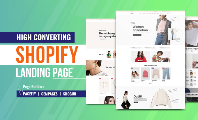 Gig Preview - Design a high converting shopify landing page with gempages, pagefly or shogun