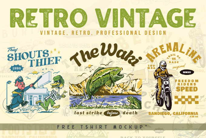 Gig Preview - Make vintage retro tshirt design for you