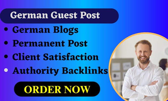 Gig Preview - Dofollow german guest post authority seo backlink building for google ranking