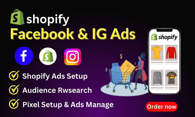 Gig Preview - Best setup and manage advertising facebook and instagram shopify ads campaign