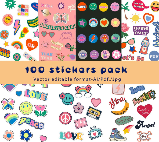 Gig Preview - Send you  100 illustrated vector stickers