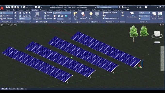 Gig Preview - Draw panel layouts for solar pv projects in autocad