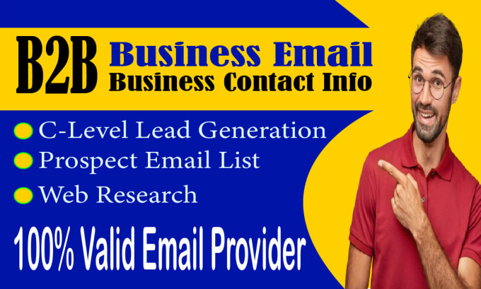 Gig Preview - Provide business email and business contact info for any industry