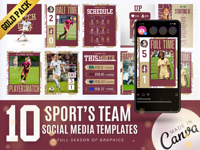 Gig Preview - Design instagram templates for your soccer, basketball, or football team