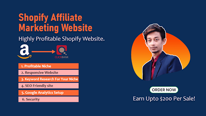 Gig Preview - Create shopify affiliate marketing website