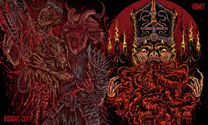 Gig Preview - Draw detailed brutal art and metal band illustration