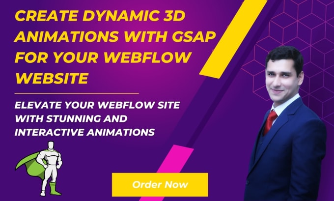 Gig Preview - Design 3d webflow animation using gsap for your webflow website