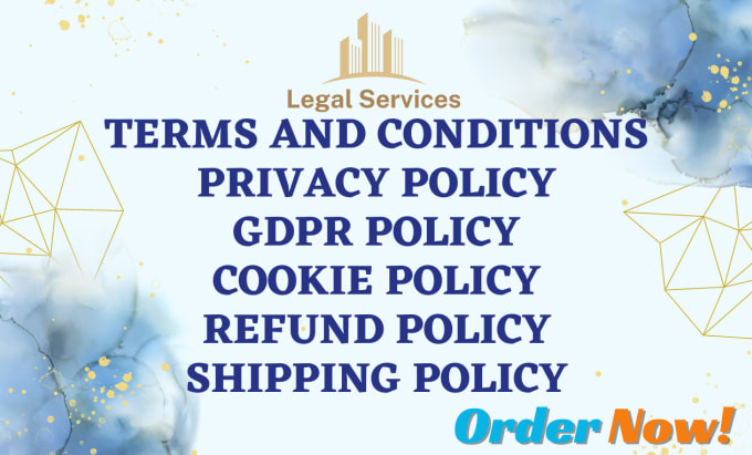 Gig Preview - Write privacy policy, gdpr policy, terms and conditions, cookie, refund policy