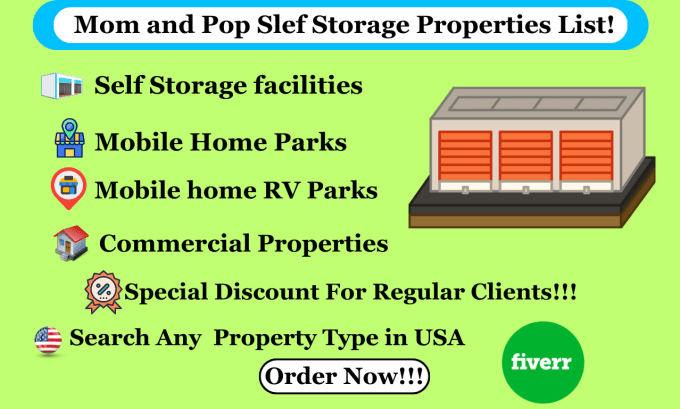 Gig Preview - Provide you self storage properties and mobile home park