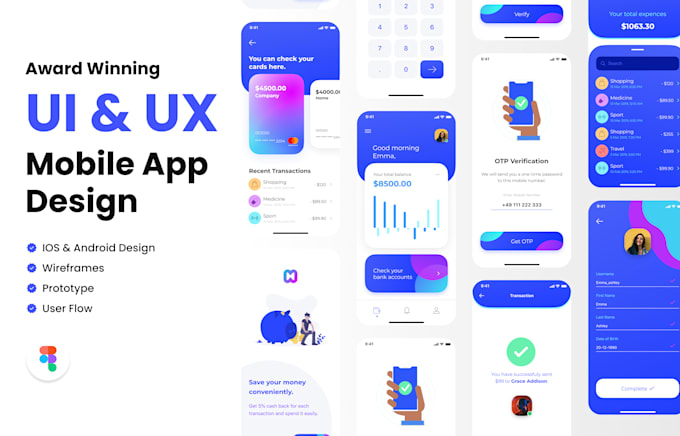 Gig Preview - Design award winning mobile app ui ux in figma