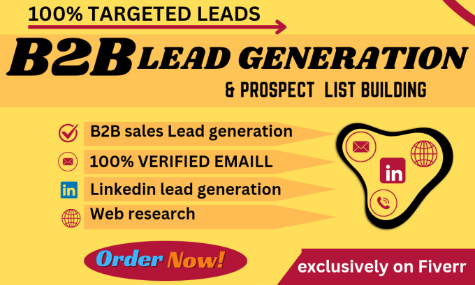 Gig Preview - Generate targeted b2b leads in short  time in any type of business