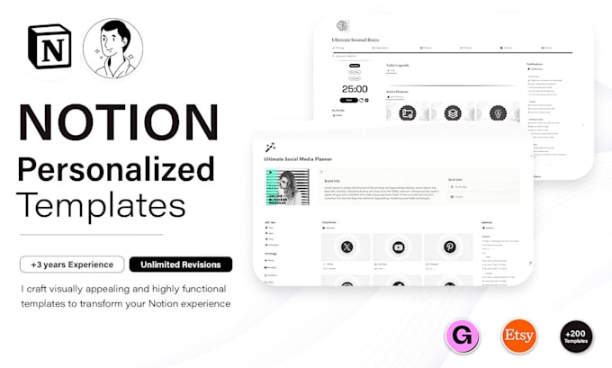 Gig Preview - Design  custom aesthetic  notion templates  tailored  for you