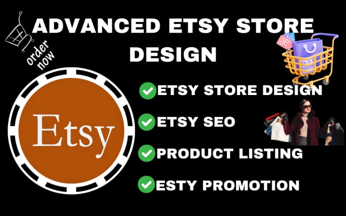 Gig Preview - Do etsy store creation etsy product listing etsy promotion etsy sales etsy SEO