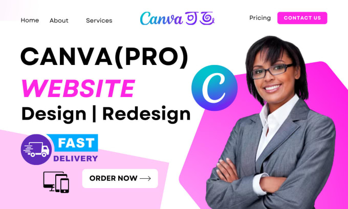 Gig Preview - Canva website design canva website redesign canva landing page using canva pro