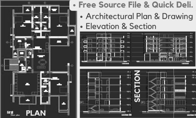 Gig Preview - Redraw floor plan, architectural plan, real estate agent