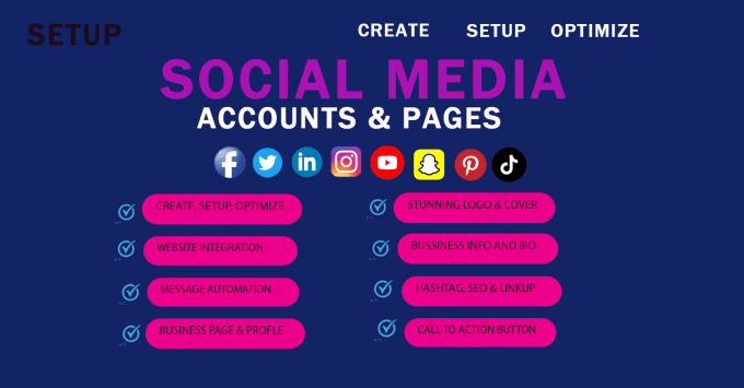 Gig Preview - Create and set up your social media accounts and setup facebook business