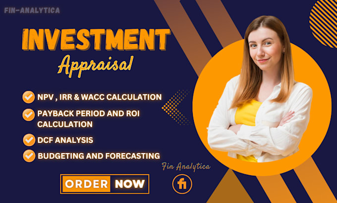 Gig Preview - Calculate npv irr wacc payback period ROI and do investment appraisal