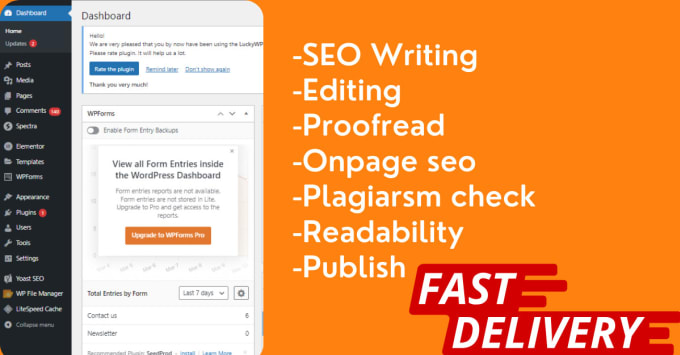 Gig Preview - Do SEO blog post writing , editing all tasks and publish