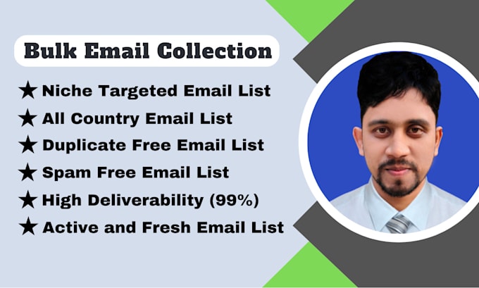 Gig Preview - Collect niche targeted active and valid bulk email lists for email marketing