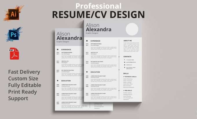 Gig Preview - Design professional CV or resume design templates