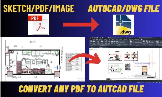 Gig Preview - Recreate your pdf, image, sketch to autocad file and dwg file conversion