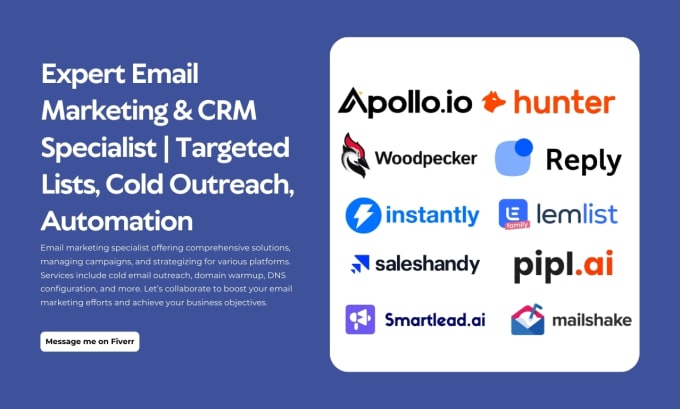 Gig Preview - Cold email outreach, domain setup, targeted lists, automation strategy with CRM