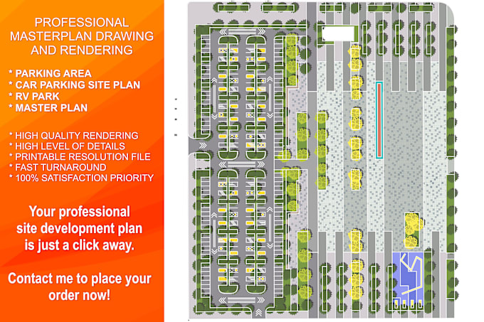 Gig Preview - Render rv park master plan and design parking area site plan