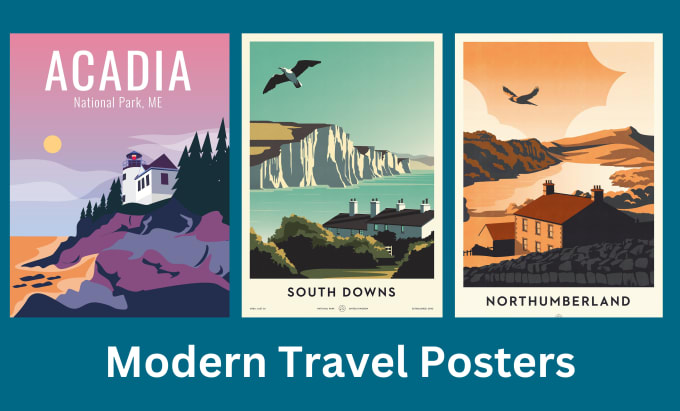 Gig Preview - Design beautiful minimalist travel poster and landscape art