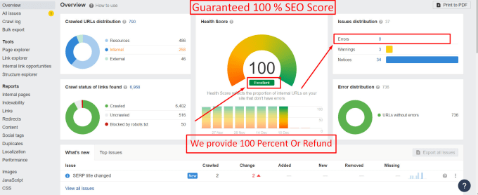 Gig Preview - Do ahrefs site audit and fix ahrefs site audit report technical SEO errors