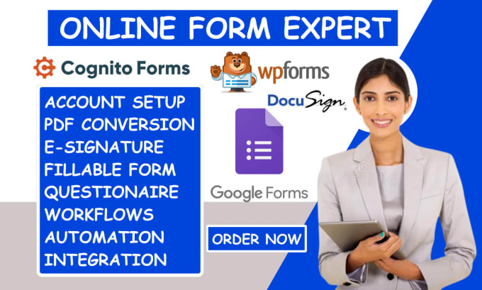 Gig Preview - Design wpform google form docusign forminator cognito form for wordpress website