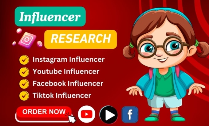 Gig Preview - Find instagram influencer research, youtube, tiktok influencers list