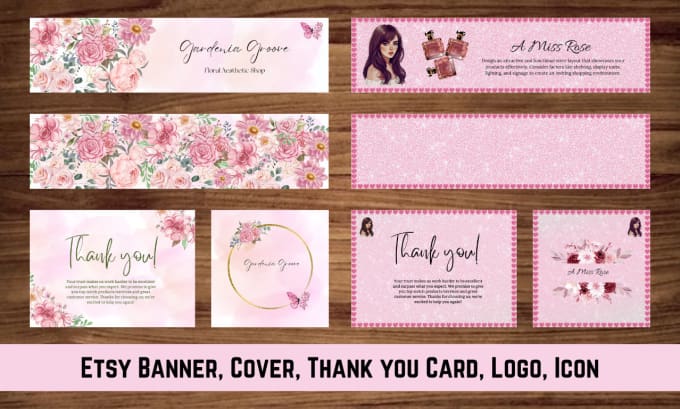 Gig Preview - Design beautiful etsy shop banner, etsy cover, logo, icons and thank you card