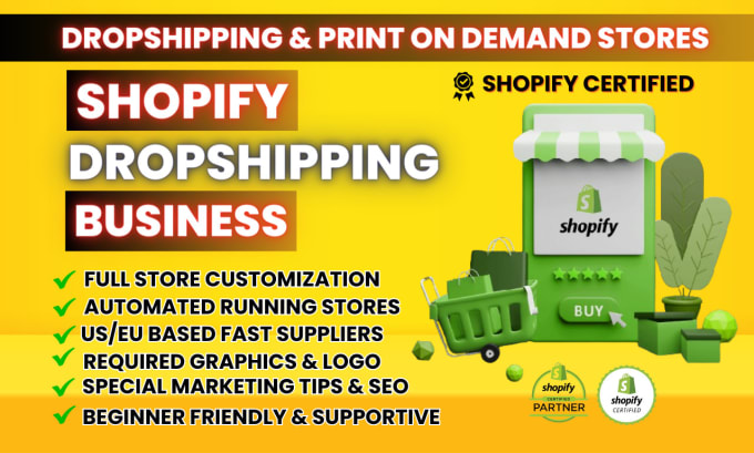 Gig Preview - Build shopify dropshipping store, redesign shopify store, design shopify website