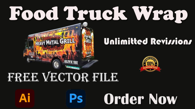 Gig Preview - Do stunning food truck wrap,food trailer,and van wrap design