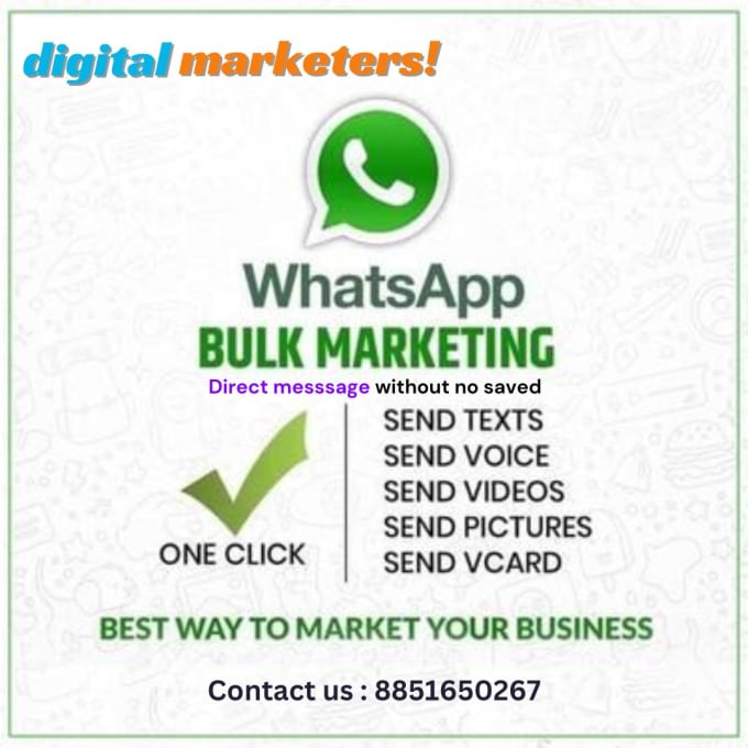 Gig Preview - Provide whatsapp marketing tool with data collection india