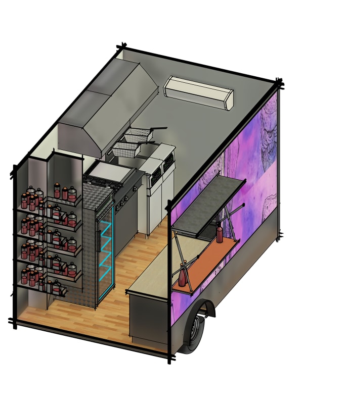 Gig Preview - Do 2d plan of food truck,3d model of truck ,and drawings