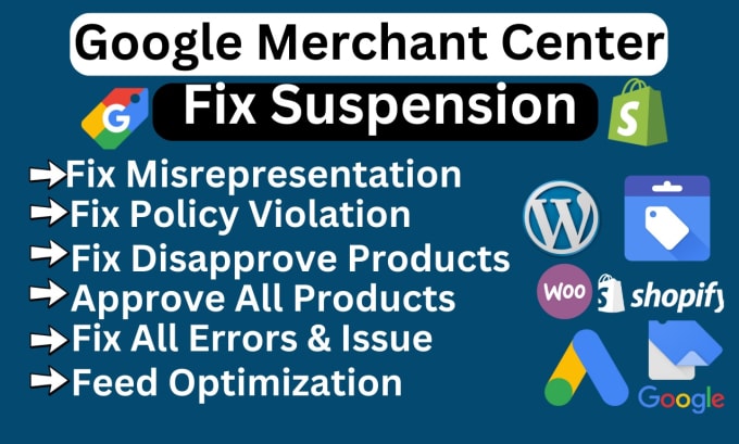 Gig Preview - Fix merchant google merchant  center suspension  specialist