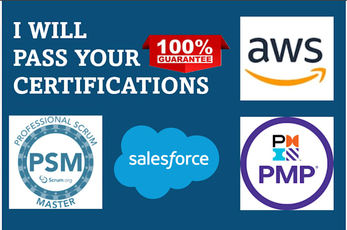 Gig Preview - Help to get comptia,sec,pmp,AWS,scrum,network and all salesforce  certifications