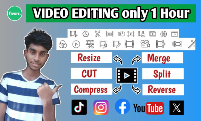 Gig Preview - Edit , cut , merge , compress or convert videos