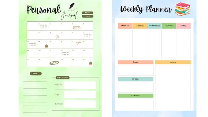 Gig Preview - Design minimalist planner, journal design, tracker for your business