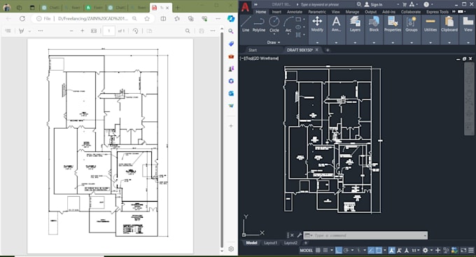 Gig Preview - Convert any sketch, pdf or image drawing plan to autocad dwg